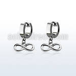 erh618 par pendientes huggie oreja acero inoxidable brillo espejo colgante infinito mayorista