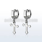 erhcros par pendientes huggie oreja acero inoxidable brillo espejo colgante cruz distribuidor