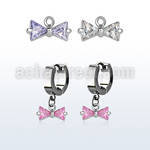 erhz408 par pendientes huggie oreja acero inoxidable brillo espejo colgante arco zirconia engastada mayorista