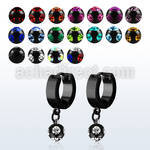 erkmjt6 pendiente huggie oreja acero inoxidable pvd negro 6mm multi jewel ball distribuidor mayorista