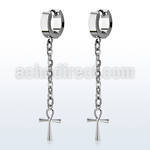 err769 distribuidor mayorista pendiente huggie oreja acero inoxidable pvd oro rosa colgante cruz ankh oro rosa mayorista