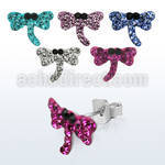 esfd10 par piercing oreja plata esterlina 925 libelula cristal ferido mayorista
