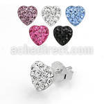 esfd7m par piercing oreja plata esterlina 925 corazon cristal ferido 6mm mayorista