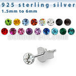 esm par piercing oreja plata esterlina 925 cristal redondos 1 5mm 4mm distribuidor