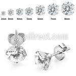eszr 316l steel prong ear studs cubic zirconia cz stones