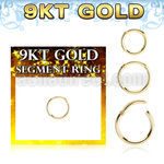 g9segh16 9k gold hinged segment ring 16g