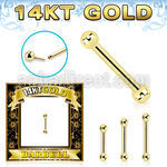 gbbb25 14k gold threadless push pin barbell 16g balls
