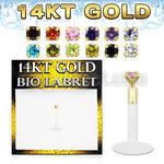 gbilz labret bio flexible transparente presion oro 14 kts zirconita redonda 2mm mayorista