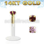 gbilzm labret bio flexible transparente presion oro 14 kts zirconita redonda 2mm distribuidor