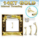 gbnzi 14k gold eyebrow banana cz internal