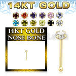 gbzm25 14k gold nose bone prong set color cz