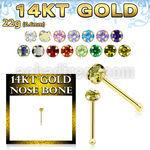 gbzm3 14k gold nose bone 22g prong set round cz