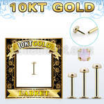 gilbo 10k gold labret w thread less top w synthetic opal