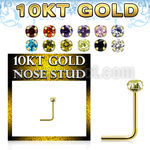 ginszm2 10k gold nose stud 2mm color cz