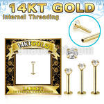 glbzi 14k gold labret prong set cz internal