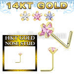 gnszsm1 14k gold nose stud 22g 3mm star cz