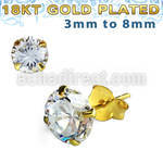 gprz par piercing oreja plata esterlina oro 18 kts zirconia clara redonda 3mm 8mm venta