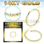 gsghb18 14k gold hinged segment ring 18g twisted wire