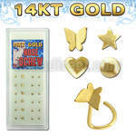 gsmsh caja display 24 piercing nariz l oro 14 kts 0 6mm oro liso 2mm formas variadas distribuidor