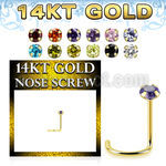 gszm25 14k gold nose screw prong set color cz