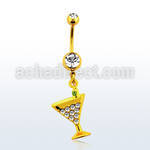 gtdmar2 piercing ombligo acero quirurgico anodizado dorado bolas joya bisel 5 8mm vaso martini colgado al por mayor