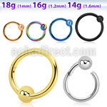 hbcrb pvd plated steel hinged ball closure ring 18g