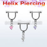 heuz4 piercing helix estribo acero quirurgico barbell bolas 3mm corazon colgado zirconita mayorista