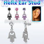hexzd35 piercing helix plata esterlina zirconia 6mm mano fatima cristal eja al por mayor