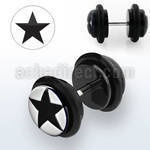 ilvgr14 plug falso acrilico negro logo estrella negro anillos goma 8mm mayorista