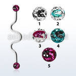 inafr5c barbell industrial zig zag acero 316l bolas multi cristal 5mm rayas cebra al por mayor