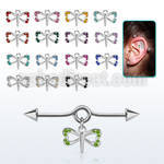 incnd18 barbell industrial loop con bucle acero dos conos colgante pequena libelula colgante laton chapado plata
