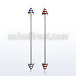 indcny5 barbell industrial acero quirurgico conos rayas colores 5mm 35mm mayorista