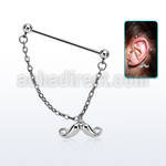 indsd7 barbell industrial acero 316l joya bisel 5mm bola 5mm conectada por colgante bigote mayorista
