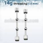 indsh14 barbell industrial acero 316l dados arriba abajo 5mm bolas 4mm centro barra distribuidor mayorista