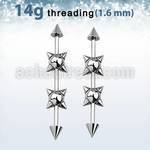 indsh16 barbell industrial acero 316l conos arriba abajo 5mm bolas pinchos 6mm centro barra al por mayor