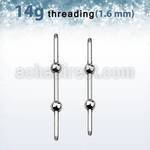 insh3 barra barbell industrial acero quirurgico bolas 4mm centro barra venta