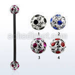 intfr5a barbell industrial acero quirurgico anodizado bolas multi cristal 5mm puntos venta