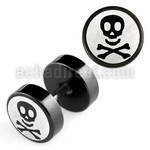 ipls2 plug falso acero quirurgico anodizado negro logo caravela huesos rayado laser lado 8mm venta