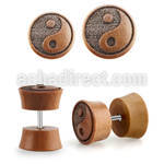 iplswa plug falso madera sawo barra acero quirurgico logo yin yang rayado laser mayorista