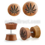 iplswb plug falso madera sawo barra acero quirurgico logo marihuana rayado laser al por mayor