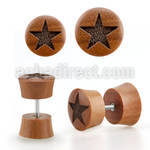 iplswf plug falso madera sawo barra acero quirurgico logo estrella rayado laser al por mayor