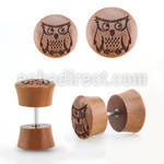 iplswg plugs falso madera sawo barra acero quirurgico logo buho rayado laser mayorista