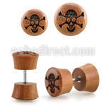 iplswj plug falso madera sawo barra acero quirurgico logo calavera huesos cruzados rayado laser venta