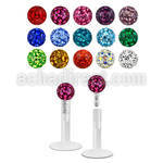 lbifr3 labret bio flexible transparente bola multi cristal 3mm labret presion acero 316l al por mayor