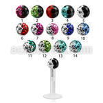 lbifr3e labret bio flexible transparente bola multi cristal ferido 3mm presion acero 316l colores venta