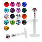lbijy labret bio flexible transparente presion acero 316l 2 5mm plano bola cristal bisel mayorista