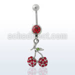 mcd354 piercing ombligo acero quirurgico bola joya bisel 8mm cerezas cristal s 10mm distribuidor mayorista