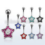 mcd356 piercing ombligo acero quirurgico estrella cristal colores 10mm mayorista