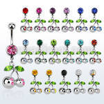 mcd361 piercing ombligo acero quirurgico bola joya 8mm par manzazas cristal s 10mm venta