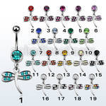 mcd392 piercing ombligo acero quirurgico bola joya bisel 8mm libelula alas cristal 10mm mayorista